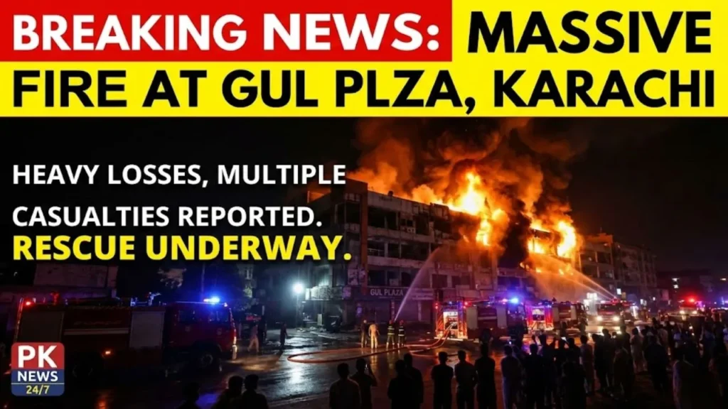 Massive fire incident at Gul Plaza Karachi causing casualties and heavy losses