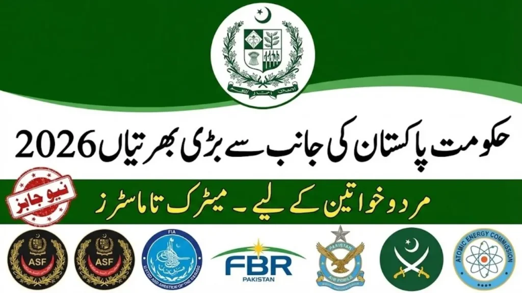 Government Jobs 2026 in Pakistan – Latest Vacancies for Male & Female (Matric to Masters)